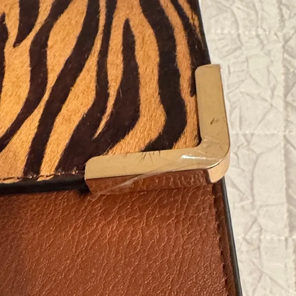 Dune LondonZebra Pattern Brown Satchel with Calf Hair. NWOT - Picture 4 of 12